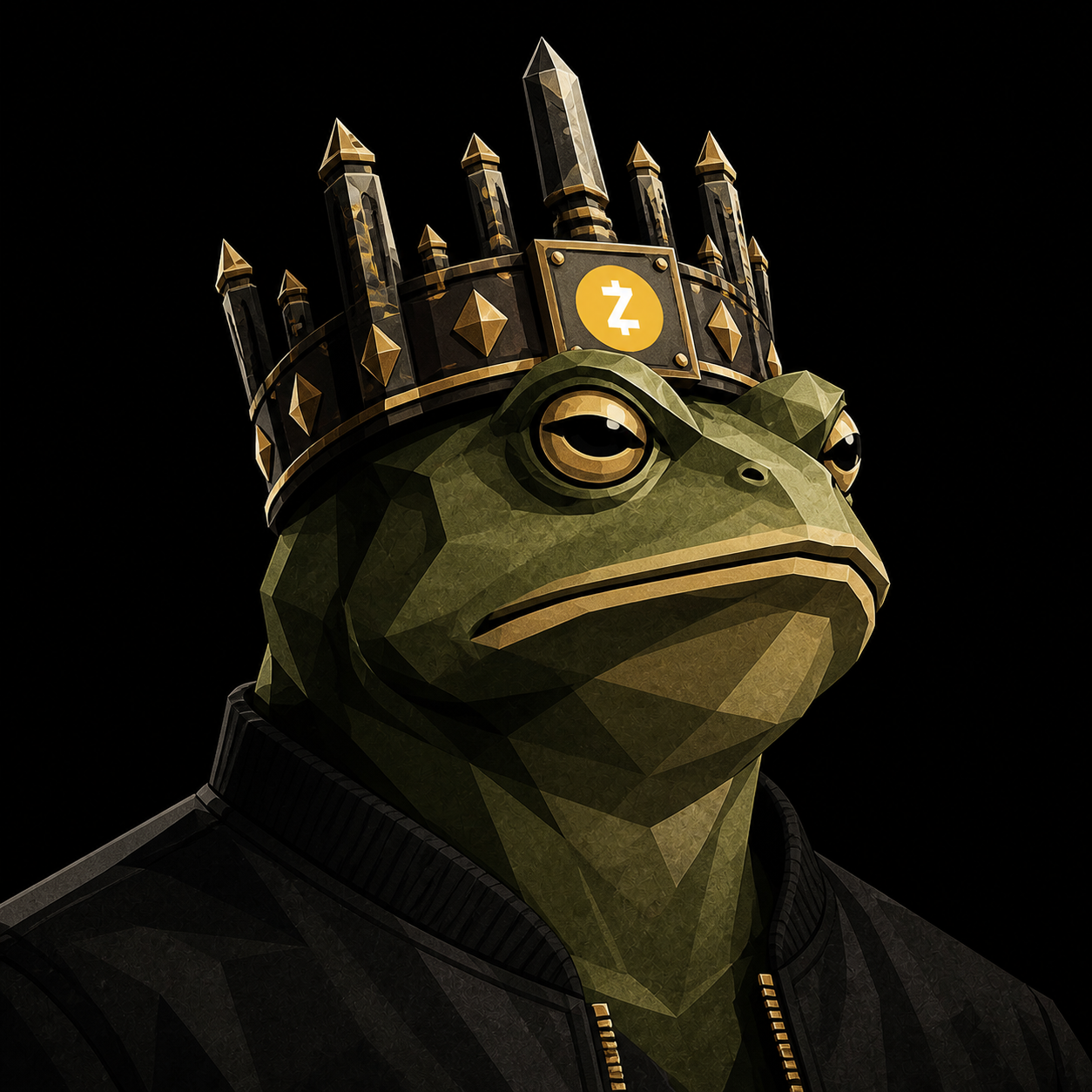 Crowned anuran STORMMCHASER with Zcash insignia